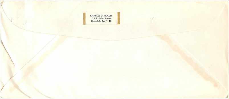 Lettre Cover Etats-Unis Honolulu 1963 cover — Rückseite