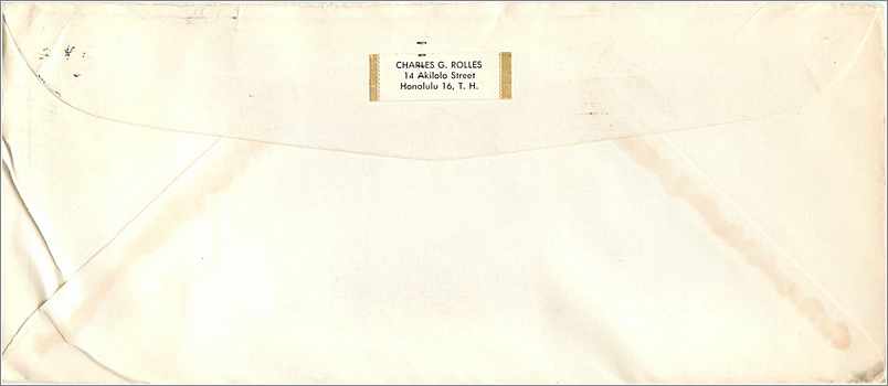 Lettre Cover Etats-Unis Honolulu 1963 cover — Rückseite