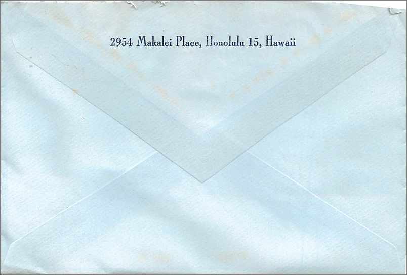 Lettre Cover Etats-Unis Honolulu 1961 cover — Rückseite