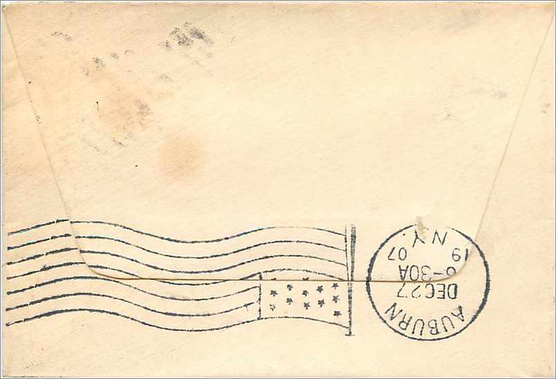 Lettre Cover Etats-Unis Weedsport 2c 1907 — Rückseite