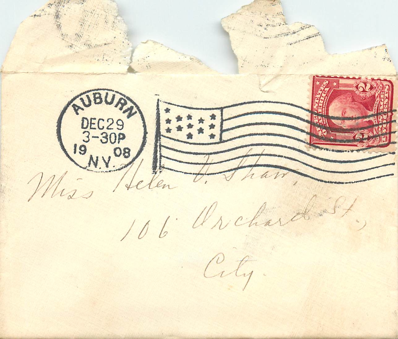 Lettre Cover Etats-Unis 2c Auburn 1908 