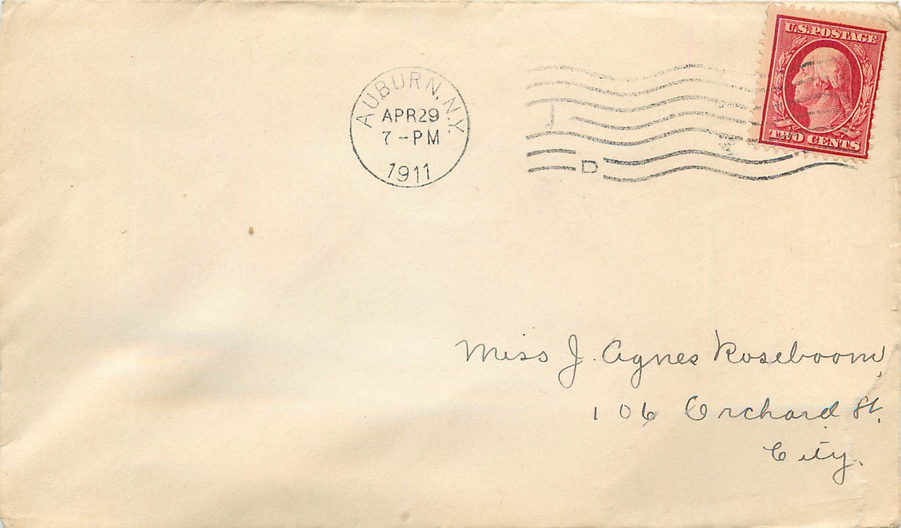 Lettre Cover Etats-Unis 2c Auburn 1911