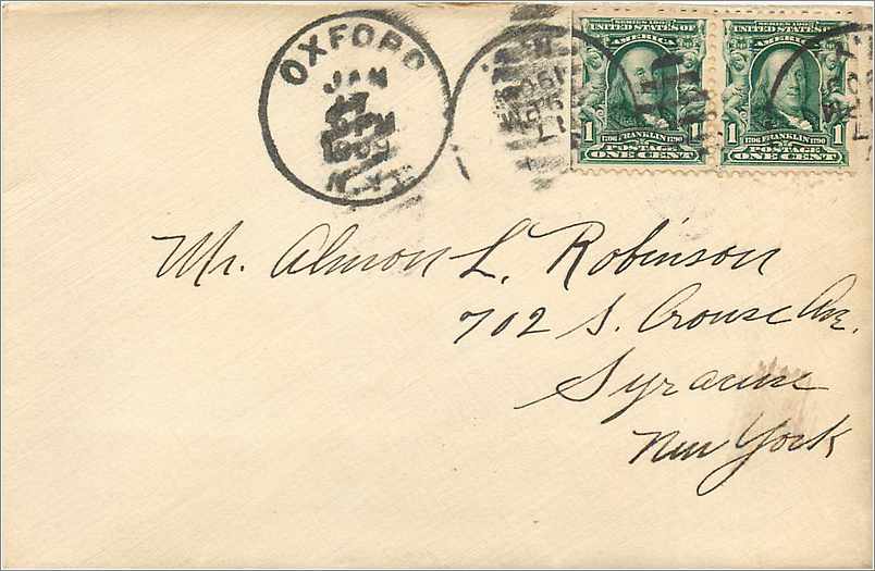 Lettre Cover Etats-Unis 2 * 1c Oxford 1909