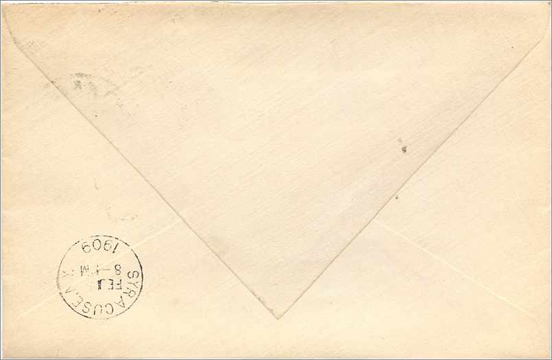 Lettre Cover Etats-Unis 2 * 1c Oxford 1909 — Back