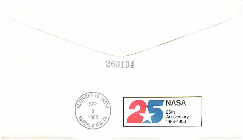 Lettre Cover Etats-Unis Space Mail Challenger 1983 — Back
