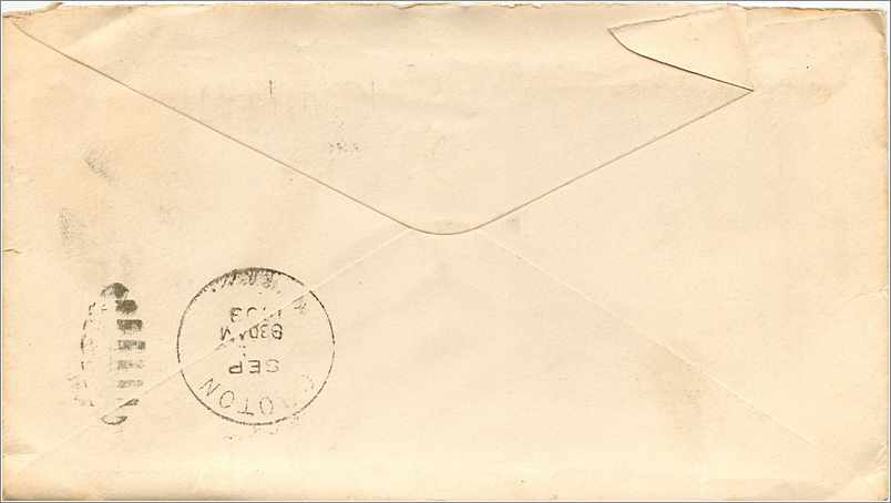 Lettre Cover Etats-Unis 2c Cortland 1903 — Rückseite