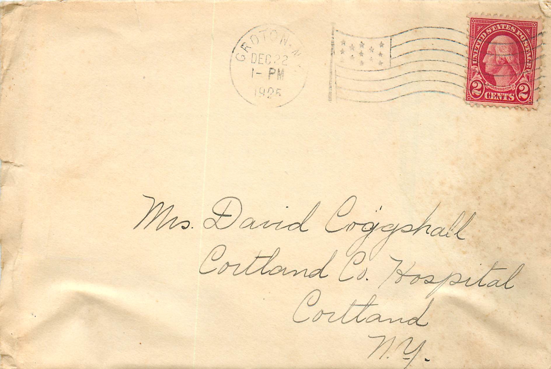 Lettre Cover Etats-Unis 2c Groton1925