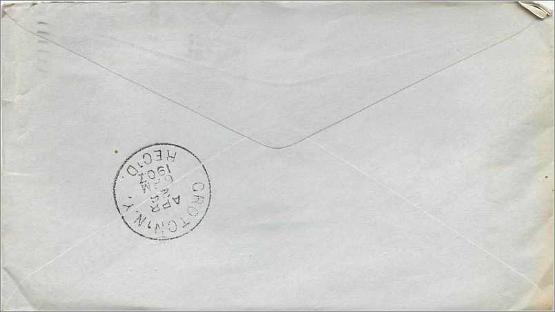 Lettre Cover Etats-Unis Ottawa 1907 — Rückseite