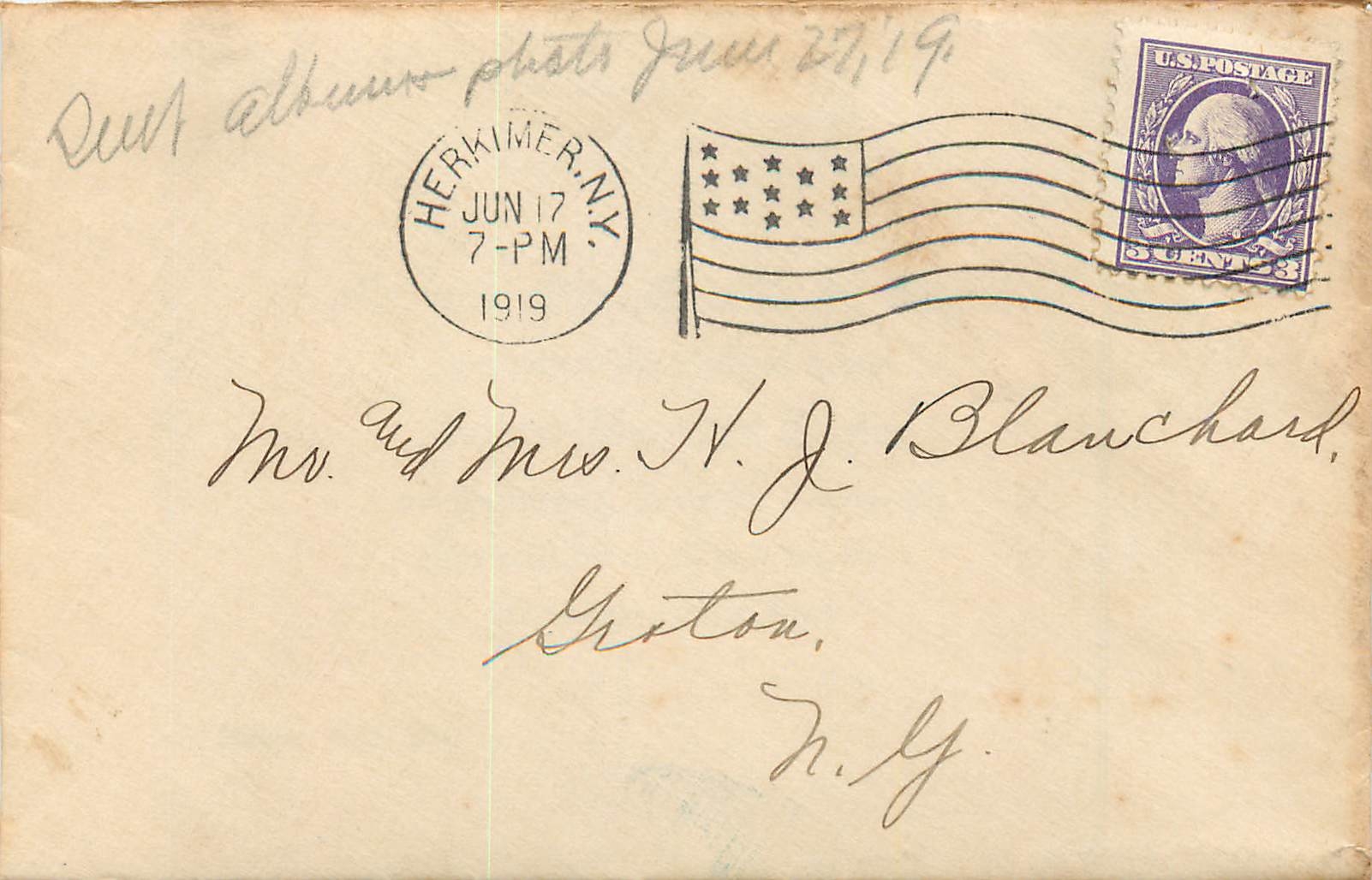 Lettre Cover Etats-Unis Herkimer 1919