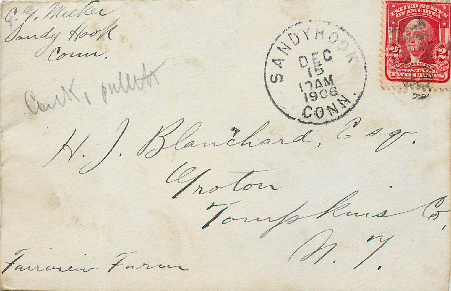 Lettre Cover Etats-Unis 1906 Sandyhook