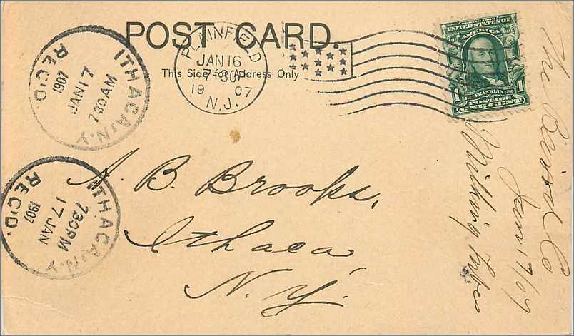 Lettre Cover Etats-Unis Plainfield 1907