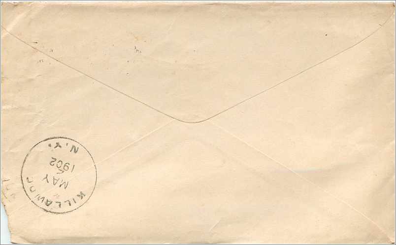 Lettre Cover Etats-Unis Cortland 1902 — Rückseite