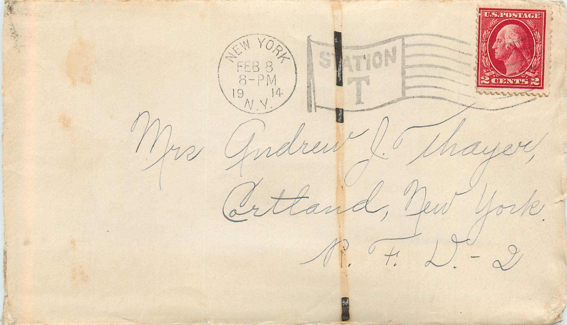 Lettre Cover Etats-Unis 2c on 1914 New York cover