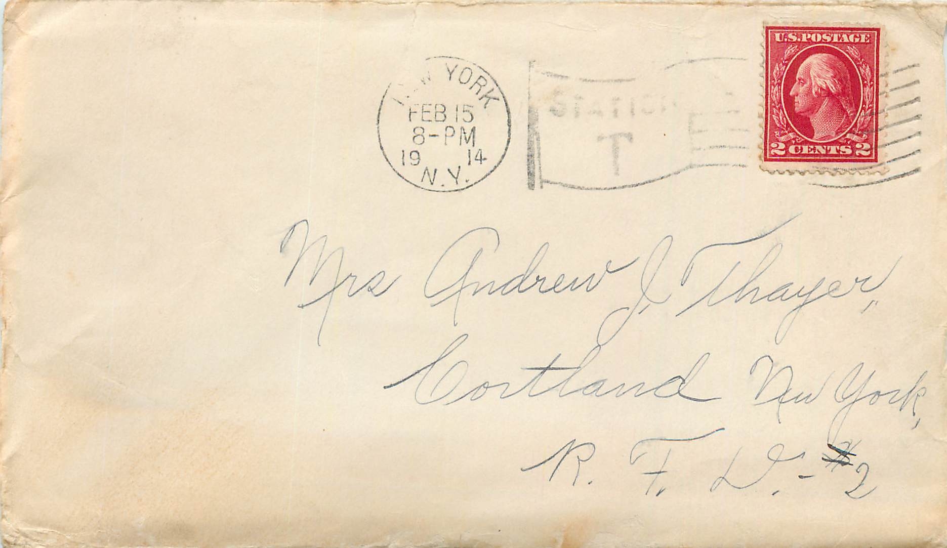 Lettre Cover Etats-Unis 2c on 1914 New York cover