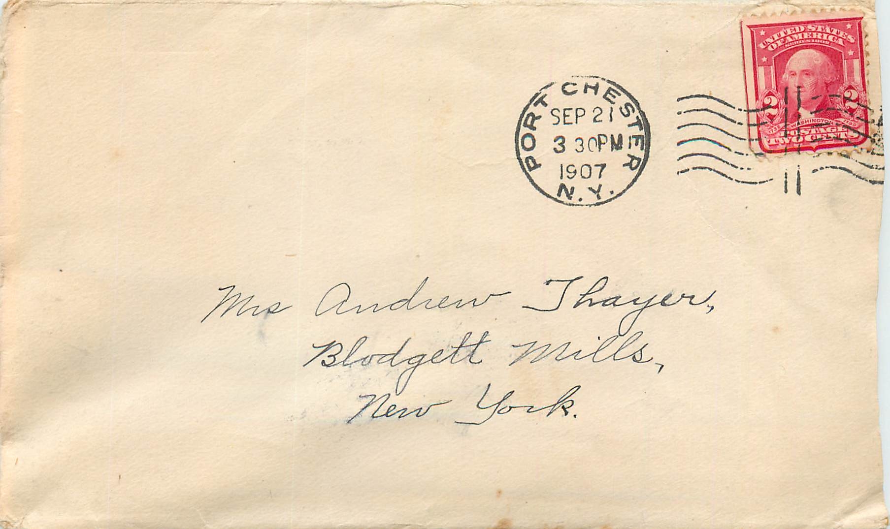 Lettre Cover Etats-Unis 2c on 1907 Port Chester cover