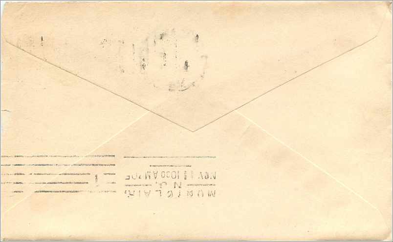 Lettre Cover Etats-Unis 2c on 1905 Cortland cover for Montlcair — Back