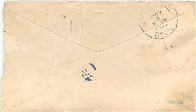 Lettre Cover Etats-Unis 2c on 1904 Cortland cover for Milburn — Rückseite