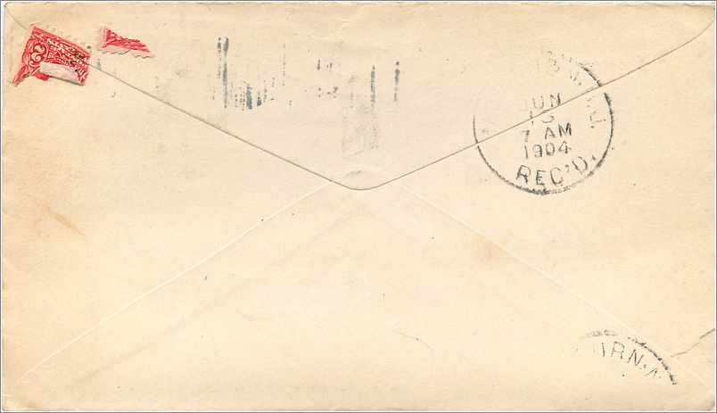 Lettre Cover Etats-Unis 2c on 1904 Cortland cover for Milburn — Rückseite