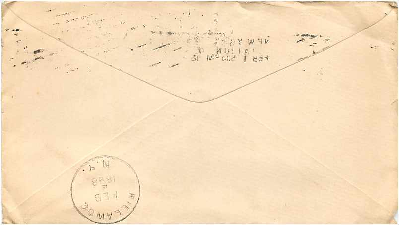 Lettre Cover Etats-Unis 2c on 1898 New York cover — Verso
