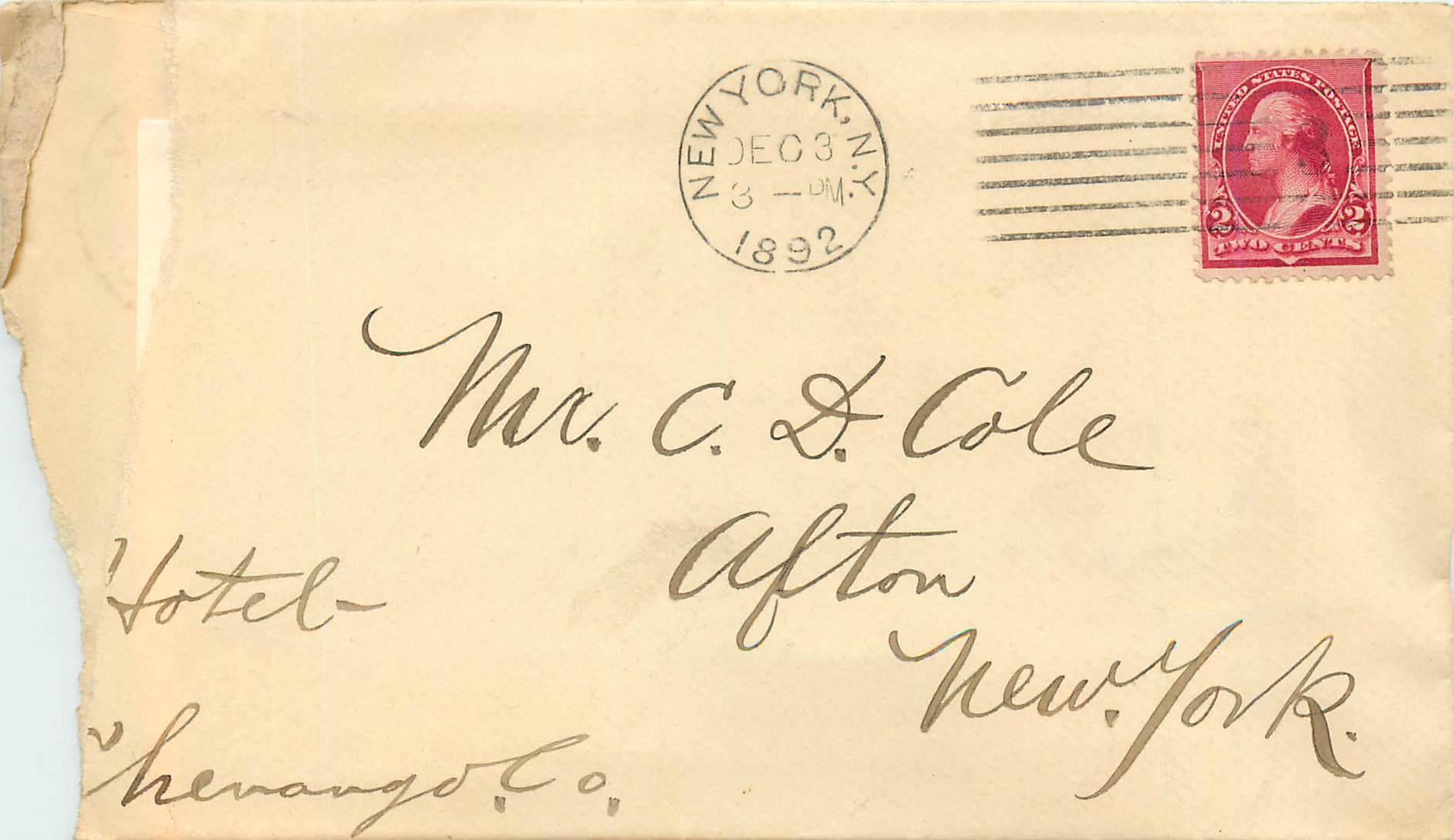 Lettre Cover Etats-Unis 2c on 1892 New York cover
