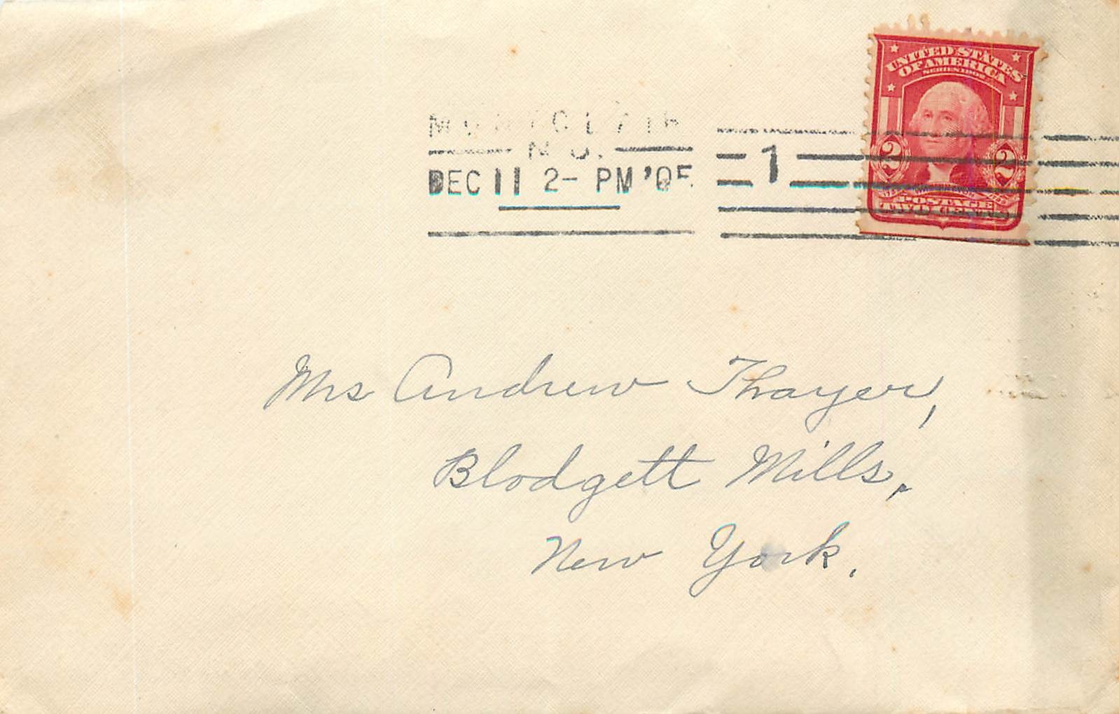 Lettre Cover Etats-Unis 2c on 1905 Montclair cover to New York