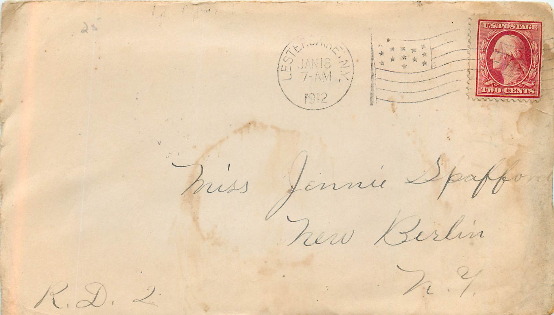 Lettre Cover Etats-Unis 2c on 1912 Lestershire cover