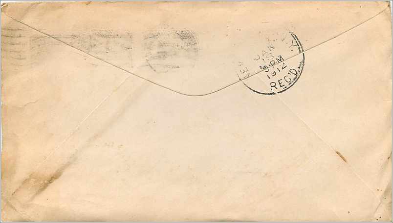 Lettre Cover Etats-Unis 2c on 1912 Lestershire cover — Rückseite