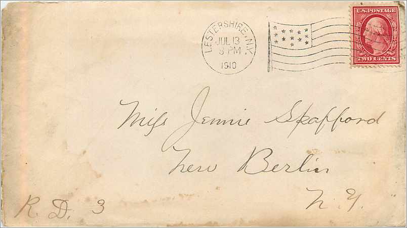 Lettre Cover Etats-Unis 2c on 1910 Lestershire cover