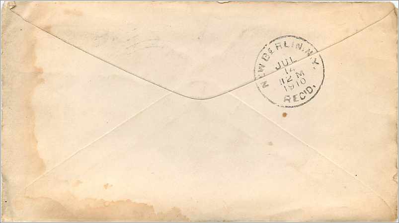 Lettre Cover Etats-Unis 2c on 1910 Lestershire cover — Rückseite