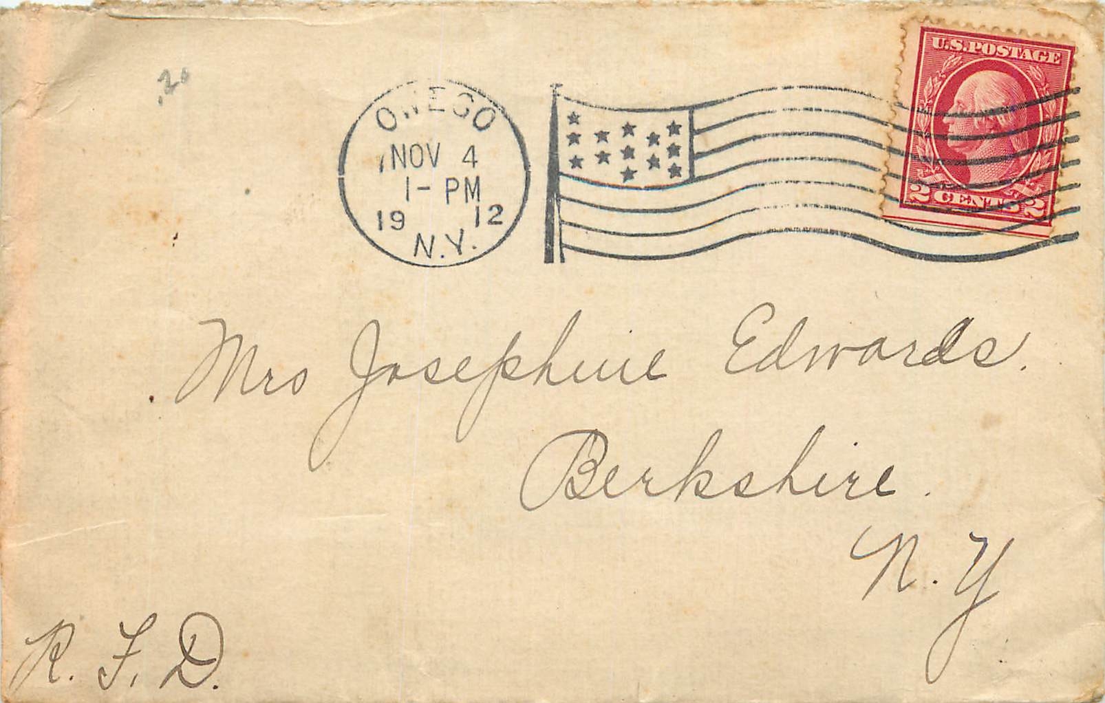 Lettre Cover Etats-Unis 2c on 1912 Onego cover