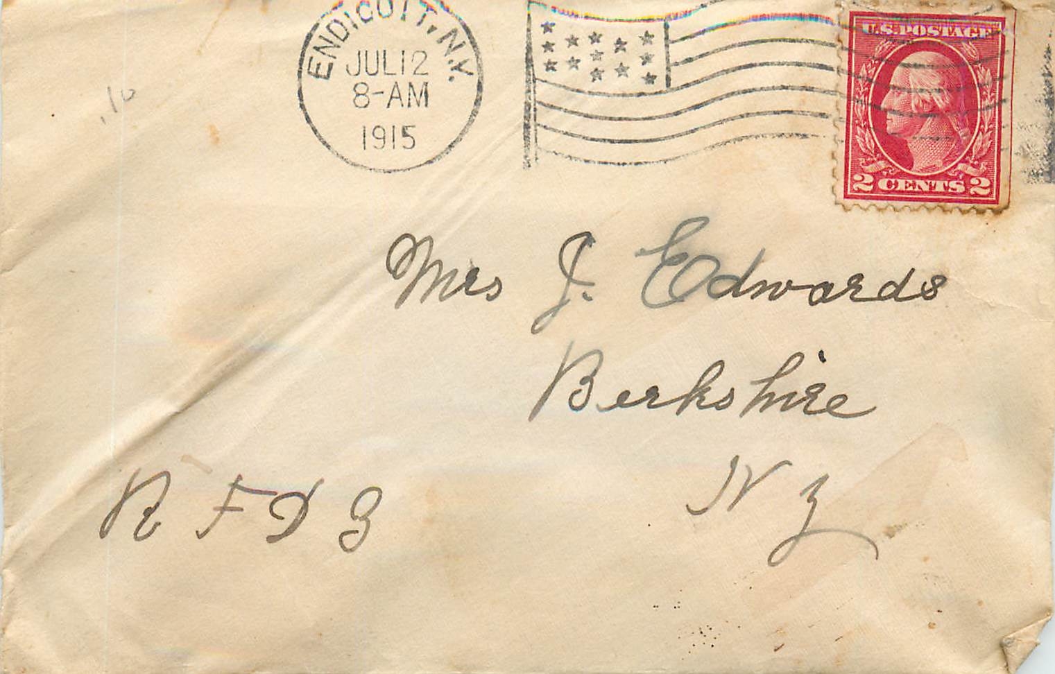 Lettre Cover Etats-Unis 2c on 1915 Endicott cover