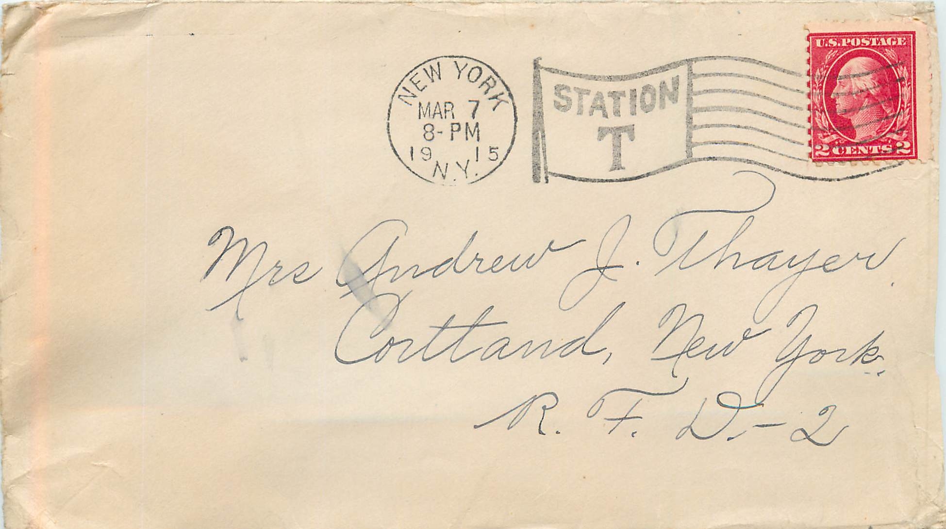 Lettre Cover Etats-Unis 2c on 1915 New York cover