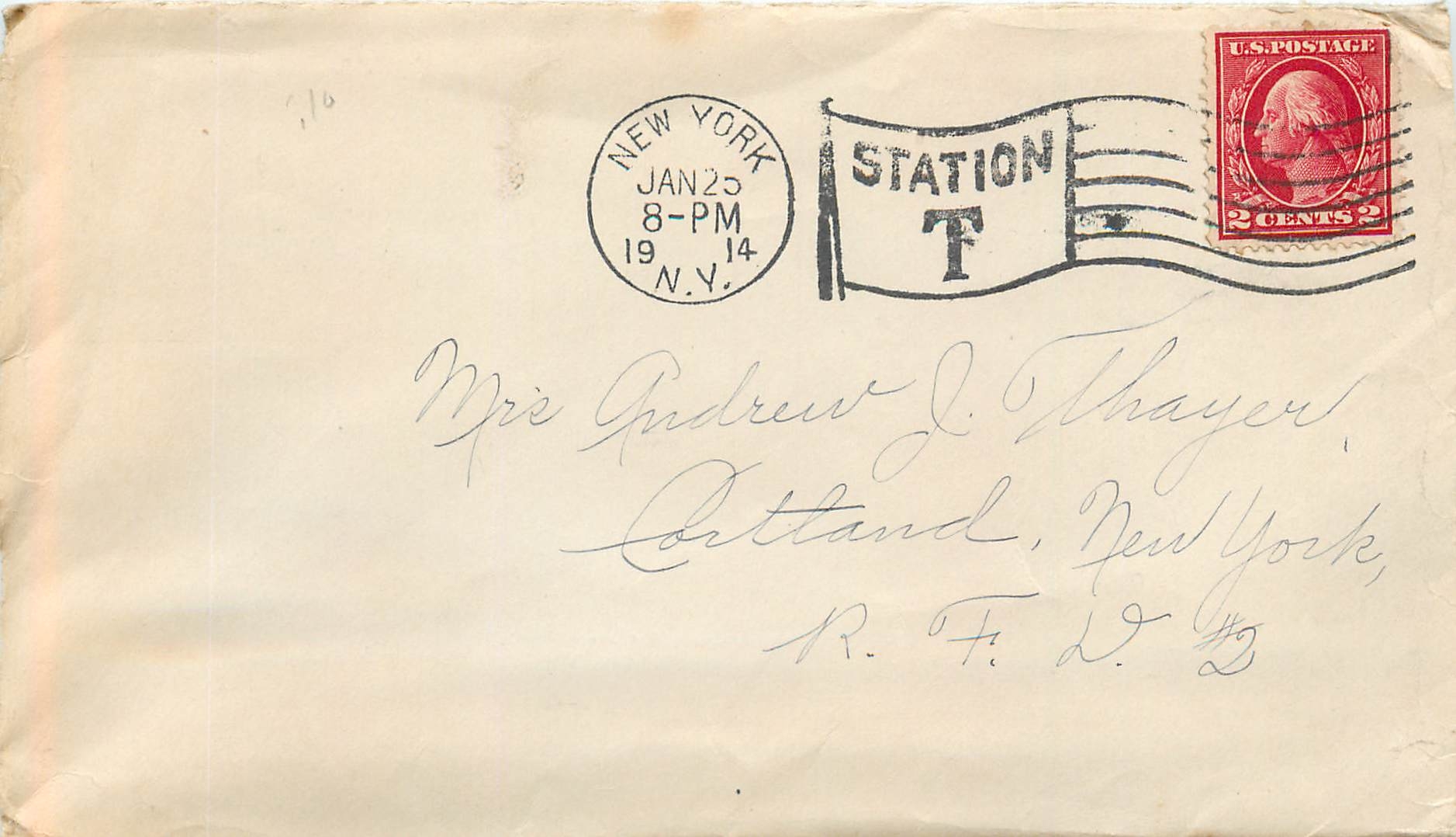 Lettre Cover Etats-Unis 2c on 1914 New York cover