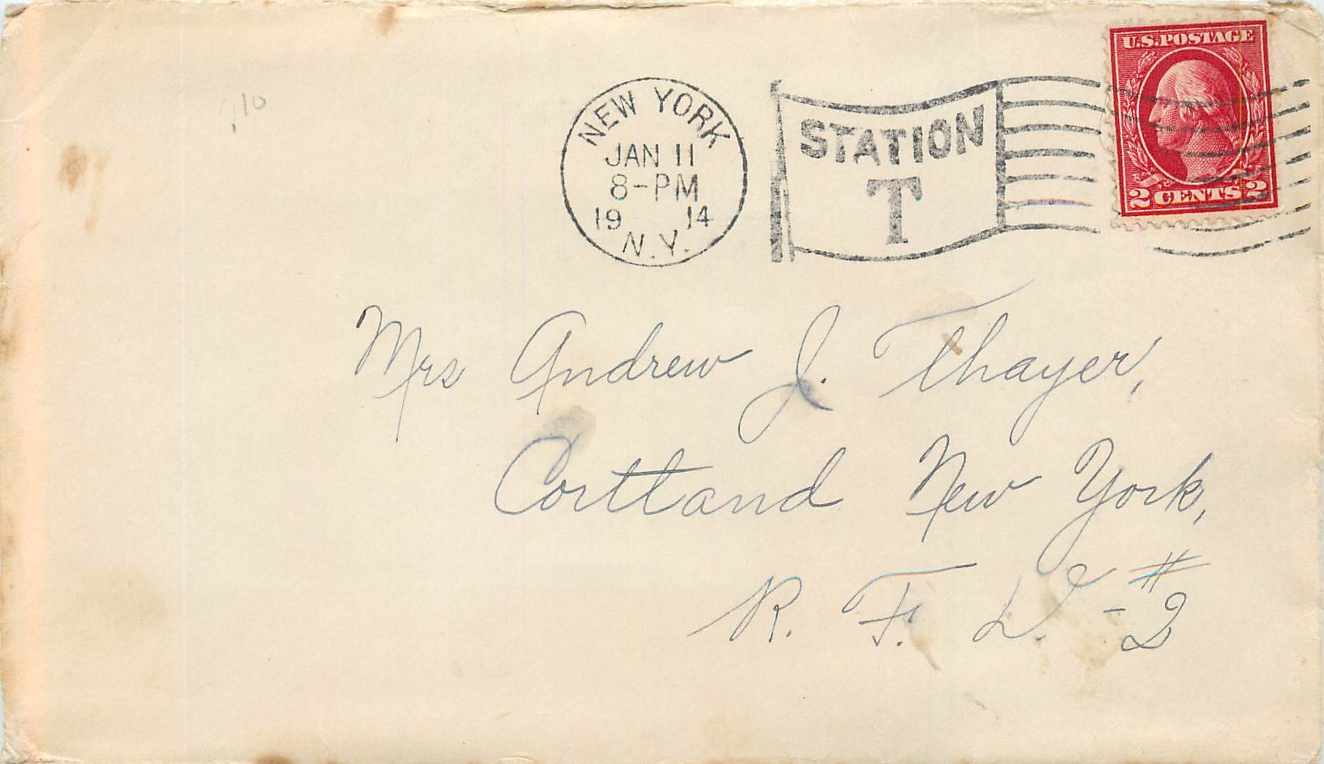 Lettre Cover Etats-Unis 2c on 1914 New York cover