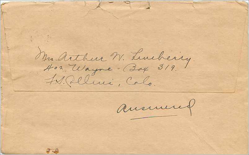 Lettre Cover Etats-Unis 1 1/2 * 2 Fort Collins 1927 — Verso
