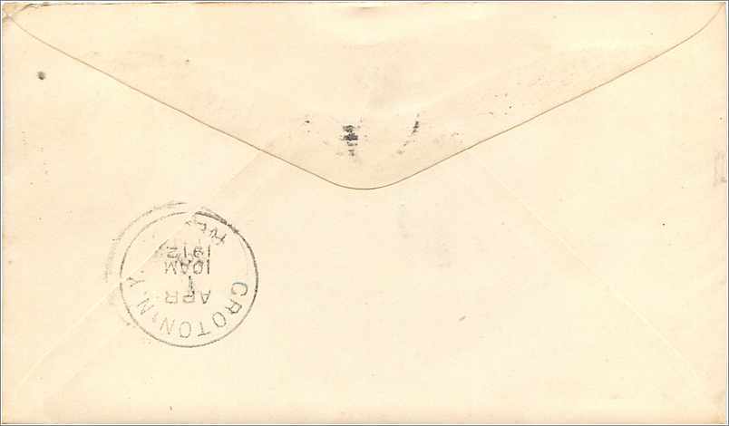 Lettre Cover Etats-Unis 2c Fulton NY for Groton 1912 — Rückseite
