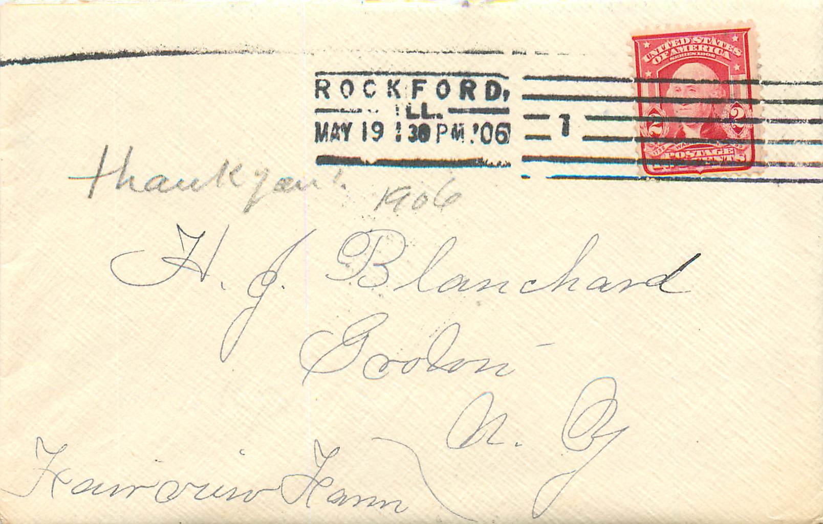 Lettre Cover Etats-Unis 2c Rockford 1906