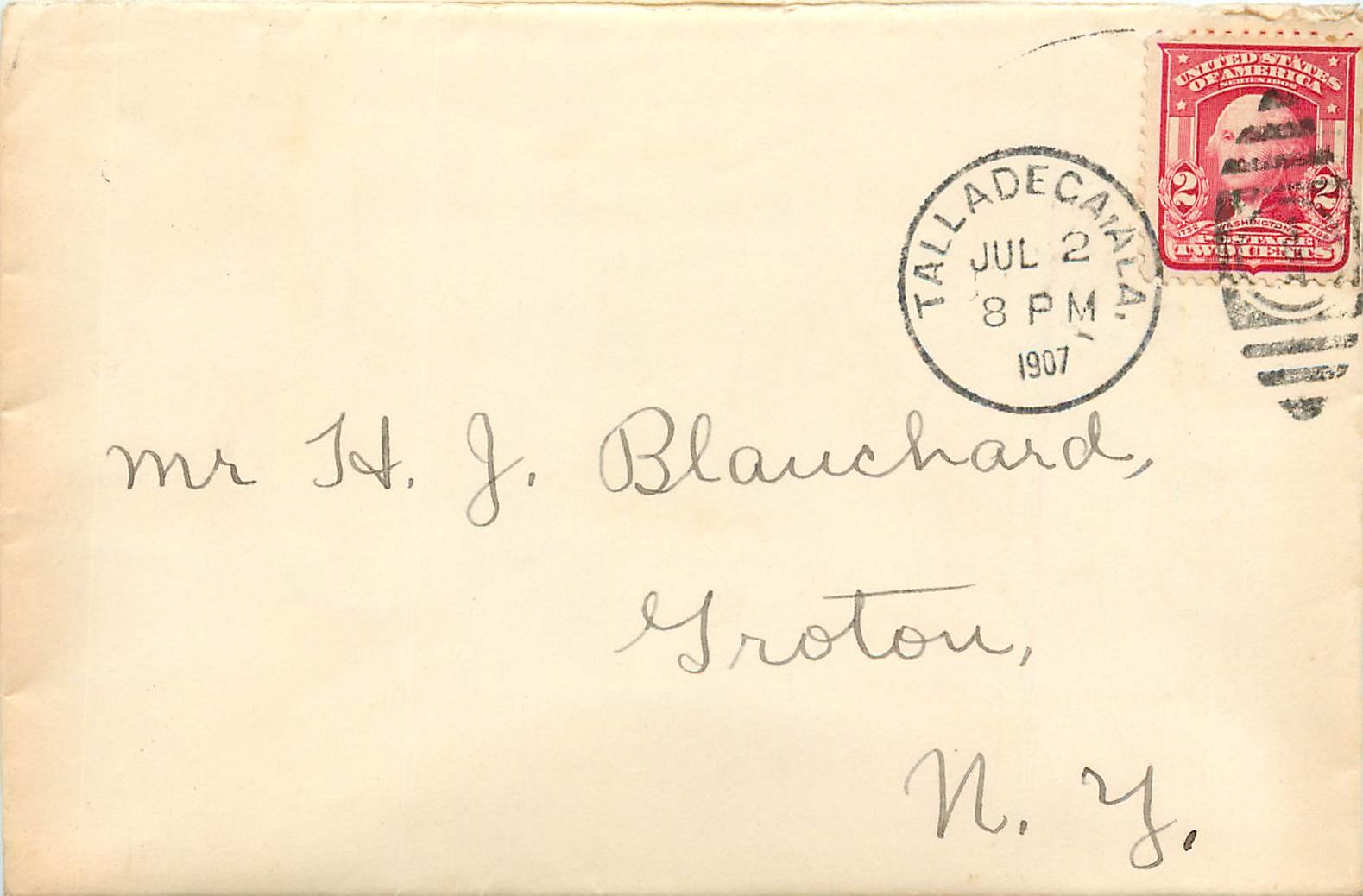 Lettre Cover Etats-Unis 2c Tallacdeca 1907