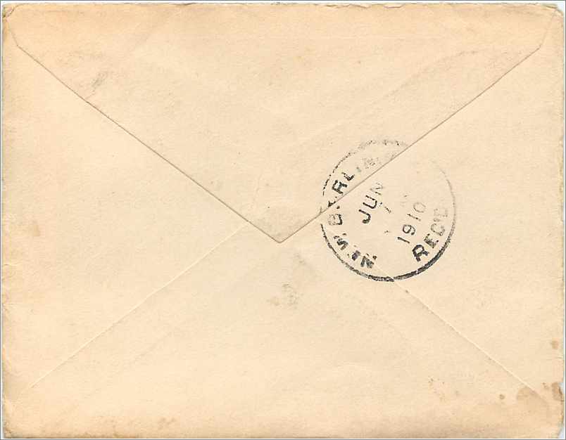 Lettre Cover Etats-Unis 2c for NY 1910 — Rückseite