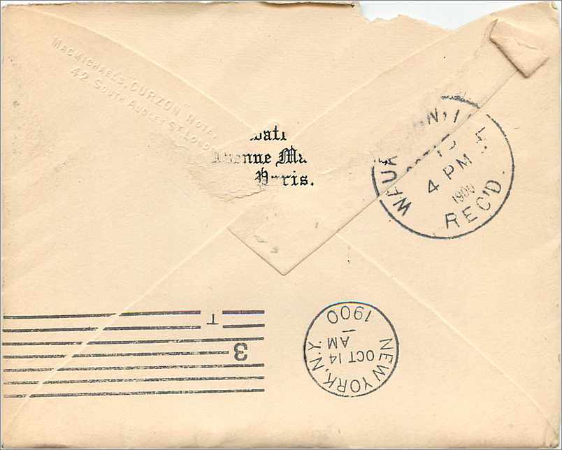Lettre France Sage 25c Paris pour Illinois — Back