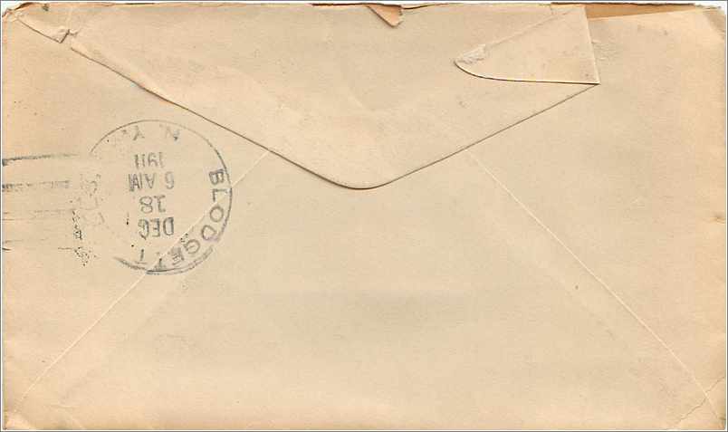 Lettre Cover Etats-Unis 1c * 2 Fox St NY 1911 — Rückseite