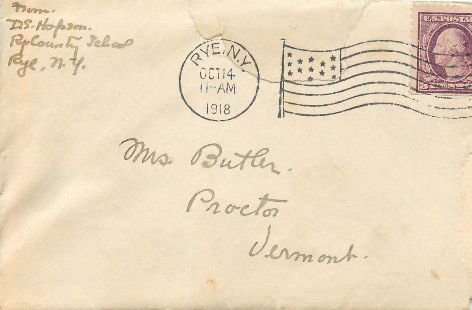 Lettre Cover Etats-Unis 3c Rye NY for Proctor