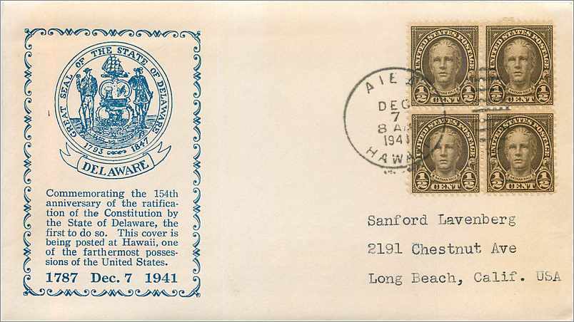 Lettre Cover Etats-Unis Delware Hawai 1941