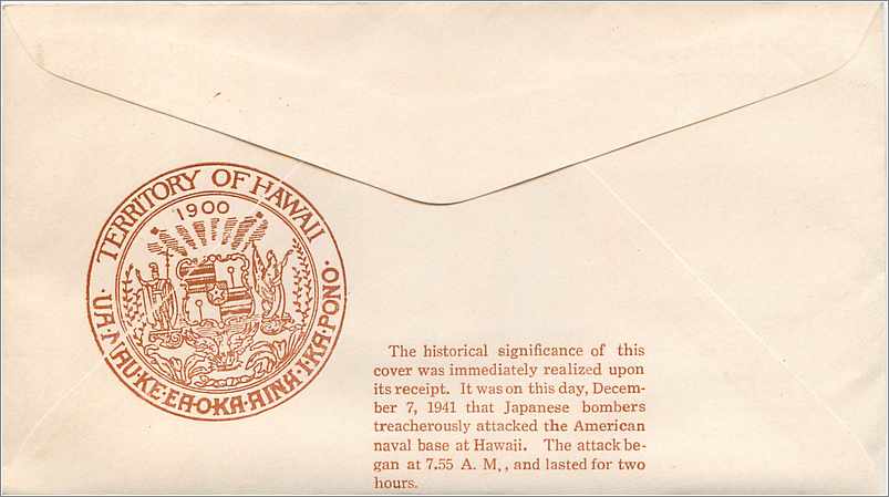 Lettre Cover Etats-Unis Delware Hawai 1941 — Rückseite