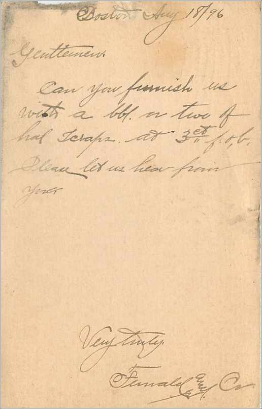 Lettre Cover Etats-Unis Stationary 1896 — Verso