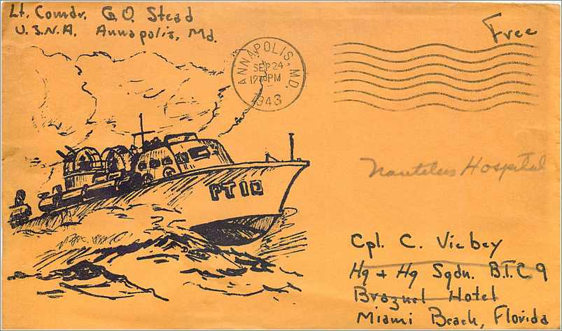 Lettre Cover Etats-Unis Bateau 1943 Annapolis (dessin a al main) Militaria