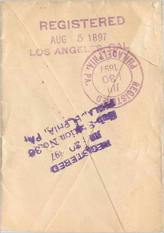 Lettre Cover Etats-Unis 10c on 1897 cover to Los Angeles — Rückseite