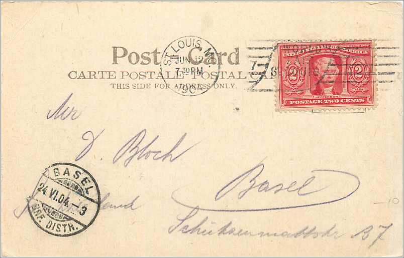 CPA 2c on St Louis 1904 postcard