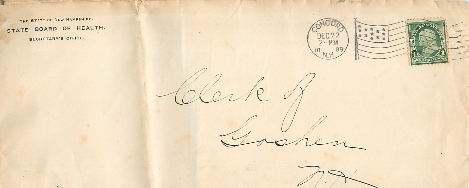 Lettre Cover Etats-Unis 1c Concord  1899