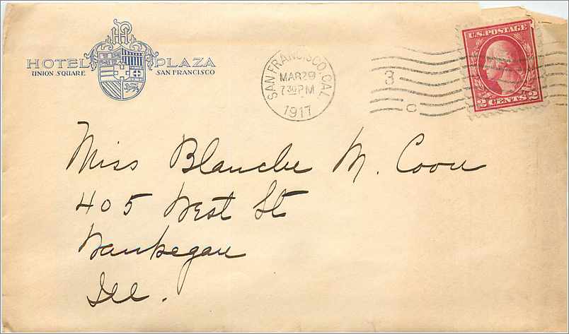 Lettre Cover Etats-Unis 2c San Francisco Hotel Plaza cover